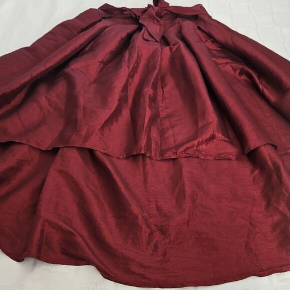 Revamped Burgundy Maxi High Low Skirt with Tie Front - Picture 11 of 16